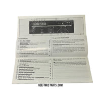 Golf / Jetta MK2 Beta radio Brochure BR-59 CE-2